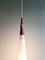 Scandinavian Suspension in White Opaline Glass & Teak by Uno & Östen Kristiansson for Luxus, 1960s, Image 4