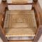 Neo-Basque Carved Armchairs in Straw and Oak, 1940s, Set of 3, Image 12