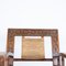 Neo-Basque Carved Armchairs in Straw and Oak, 1940s, Set of 3, Image 11