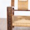 Neo-Basque Carved Armchairs in Straw and Oak, 1940s, Set of 3, Image 18