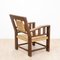 Neo-Basque Carved Armchairs in Straw and Oak, 1940s, Set of 3, Image 9