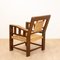 Neo-Basque Carved Armchairs in Straw and Oak, 1940s, Set of 3, Image 7