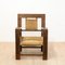 Neo-Basque Carved Armchairs in Straw and Oak, 1940s, Set of 3, Image 4