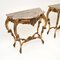 Vintage French Gilt Wood and Marble Top Console Tables, 1950, Set of 2 6