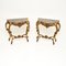 Vintage French Gilt Wood and Marble Top Console Tables, 1950, Set of 2 1