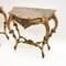 Vintage French Gilt Wood and Marble Top Console Tables, 1950, Set of 2 7