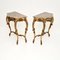 Vintage French Gilt Wood and Marble Top Console Tables, 1950, Set of 2 3