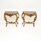 Vintage French Gilt Wood and Marble Top Console Tables, 1950, Set of 2 2