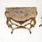 Vintage French Gilt Wood and Marble Top Console Tables, 1950, Set of 2 4