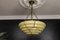 Art Deco Layered Marbled Yellowish Beige and Brown Glass and Brass Pendant Light, 1950s, Image 14