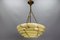 Art Deco Layered Marbled Yellowish Beige and Brown Glass and Brass Pendant Light, 1950s, Image 3