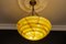 Art Deco Layered Marbled Yellowish Beige and Brown Glass and Brass Pendant Light, 1950s, Image 5