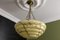 Art Deco Layered Marbled Yellowish Beige and Brown Glass and Brass Pendant Light, 1950s, Image 9