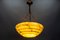 Art Deco Layered Marbled Yellowish Beige and Brown Glass and Brass Pendant Light, 1950s, Image 2