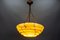 Art Deco Layered Marbled Yellowish Beige and Brown Glass and Brass Pendant Light, 1950s, Image 4