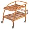 French Riviera Serving Bar Cart in Curved Bamboo, Rattan and Wicker, Italy, 1960s 1