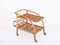 French Riviera Serving Bar Cart in Curved Bamboo, Rattan and Wicker, Italy, 1960s 13