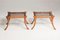 Tabourets Sabre en Bois et Cuir Tissé Marron de Pescetta, Set de 2 15