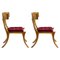 Walnut and Red Velvet Klismos Chairs from Pescetta, Set of 2, Image 1