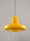 Mid-Century Italian Yellow Glass and Brass Pendant Lamp 1