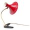 Mid-Century Moderne Schreibtischlampe mit Rotem Schirm, Stilux Milano zugeschrieben, 1950er 1
