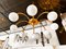 8-Light Brass Chandelier with Glass Spheres, Image 18