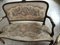 Sofa and Two Armchairs with Walnut Frame Embroidered Upholstery, Set of 3 2