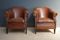 Club chair vintage in pelle color cognac, set di 2, Immagine 1