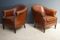 Club chair vintage in pelle color cognac, set di 2, Immagine 8