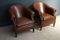 Club chair vintage in pelle color cognac, set di 2, Immagine 3
