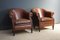 Club chair vintage in pelle color cognac, set di 2, Immagine 2