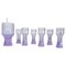 Long Space Age Drink Tumbler Glasses & Jug Set in Pale Lilac Frost Crystal, 1960s, Set of 7 1