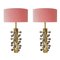 Mid-Century Italian Modern Style Grey Murano Glass and Brass Table Lamps, Set of 2 1