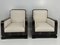 Set of Art Deco Italian Macassar, Walnut Root and Cream Velvet Armchairs, 1930s 3
