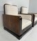 Set of Art Deco Italian Macassar, Walnut Root and Cream Velvet Armchairs, 1930s 6