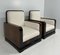 Set de Fauteuils Art Déco en Macassar, Noyer et Velours Crème, Italie, 1930s 5