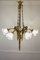 Antique Empire Style Chandelier in Gilded Bronze and Satin Glass Tulip. Italy Early Twentieth Century, 1920s, Image 5