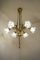 Antique Empire Style Chandelier in Gilded Bronze and Satin Glass Tulip. Italy Early Twentieth Century, 1920s, Image 9
