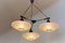 Mid-Century Ufo Ceiling Lamp with Teak and Brass Arms 2
