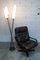Vintage Stehlampe aus Reed aus Opalglas von René Mathieu, 1950 11