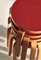 Taburetes L-Leg de linóleo rojo y abedul de Alvar Aalto para Artek, años 60. Juego de 5, Imagen 15