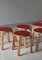 Taburetes L-Leg de linóleo rojo y abedul de Alvar Aalto para Artek, años 60. Juego de 5, Imagen 4
