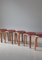 Taburetes L-Leg de linóleo rojo y abedul de Alvar Aalto para Artek, años 60. Juego de 5, Imagen 7