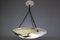 Large Dark Veined White Alabaster Pendant Light, 1920 10