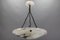 Grande Lampe à Suspension en Albâtre Blanc Veiné Foncé, 1920 9