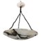 Large Dark Veined White Alabaster Pendant Light, 1920 1