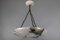 Grande Lampe à Suspension en Albâtre Blanc Veiné Foncé, 1920 17
