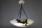 Grande Lampe à Suspension en Albâtre Blanc Veiné Foncé, 1920 15
