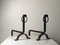 Modern Wrought Iron Andirons, France, 1950s, Set of 2 1