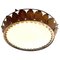 Spanish Crown Sunburst Fixture in Gilt Metal and Frost Glass, 1950 1